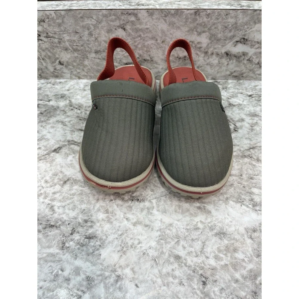 L.L. Bean Kids' Airlight Light Green Orange Slippers Elastic Strap Sz 10-11 New